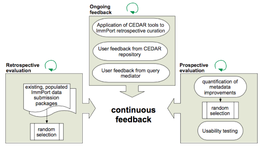 Diagram showing the built-in, continuous feedback loop in CEDAR's development process