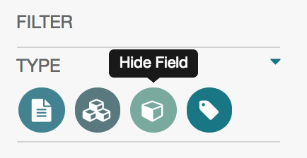 Click on field icon to hide/show fields in workspace view.